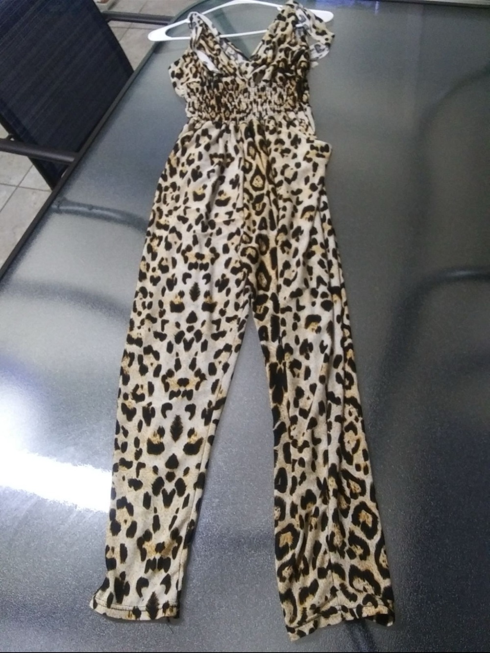 Leopard Print Women's Jumpsuit - Beige Black